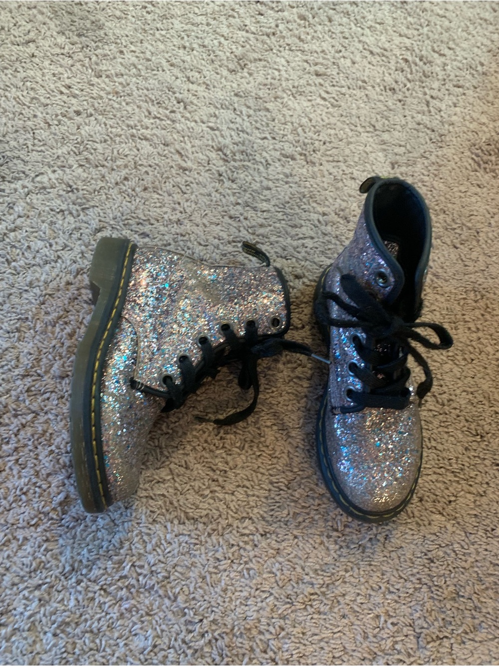 Dr. Martens 1460 Farrah Multi-Blue Glitter Lace-Up Ankle Boots - Picture 6 of 16